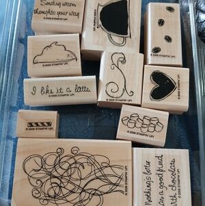Stampin' Up! Rubber Stamps 2006 LIKE IT A LATTE COFFEE BEANS MARSHMELLOWS